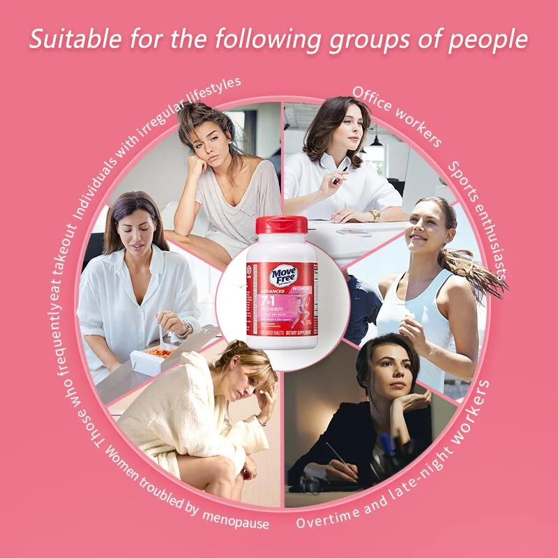 Move Free joint health 7-in-1 Glucosamine Chondroitin Plus Calcium Complex Vitamin Supplements for Women Multi-Vitamins + Multi-Glucosamine 120 Pills - Specification: Women's Glucosamine+Women's Glucosamine
