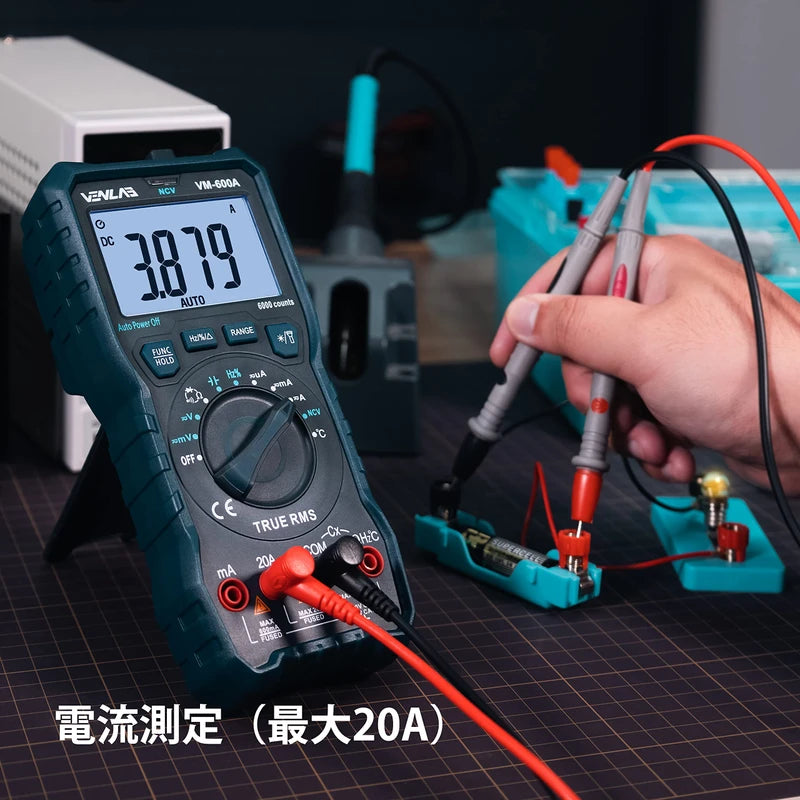 VENLAB Tester, 6000 Count, Digital Multimeter, AC/DC Voltage, AC/DC Current, Resistance, Diode, Conduction, Capacitance, Frequency, Temperature, NCV Measurement, Japanese Instruction Manual Included