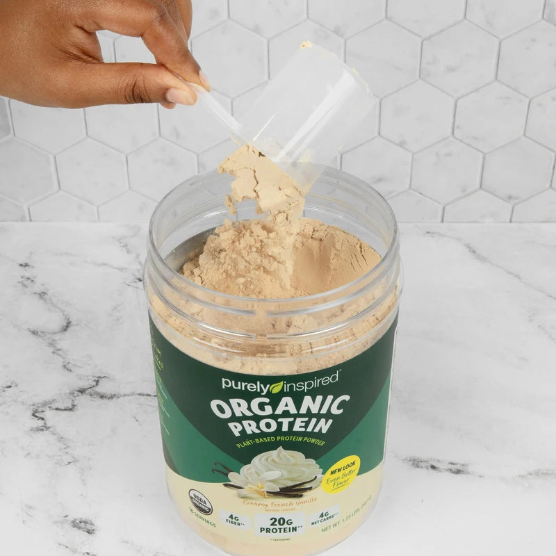 Purely Inspired Plant Based Organic Vegan Protein Powder for Women & Men 22g of Plant Protein Pea, Vanilla Protein Powder, 1.5 lb (17 Servings)