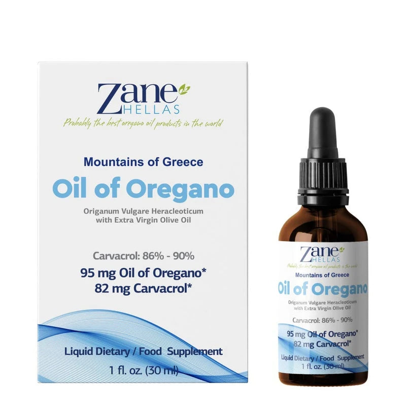 Zane Hellas 50% Oregano Oil Greek Essential Oil of Oregano .86% Min Carvacrol 82mg Carvacrol Per Serving Probably the Best Oregano Oil in the World 1fl. 30ml
