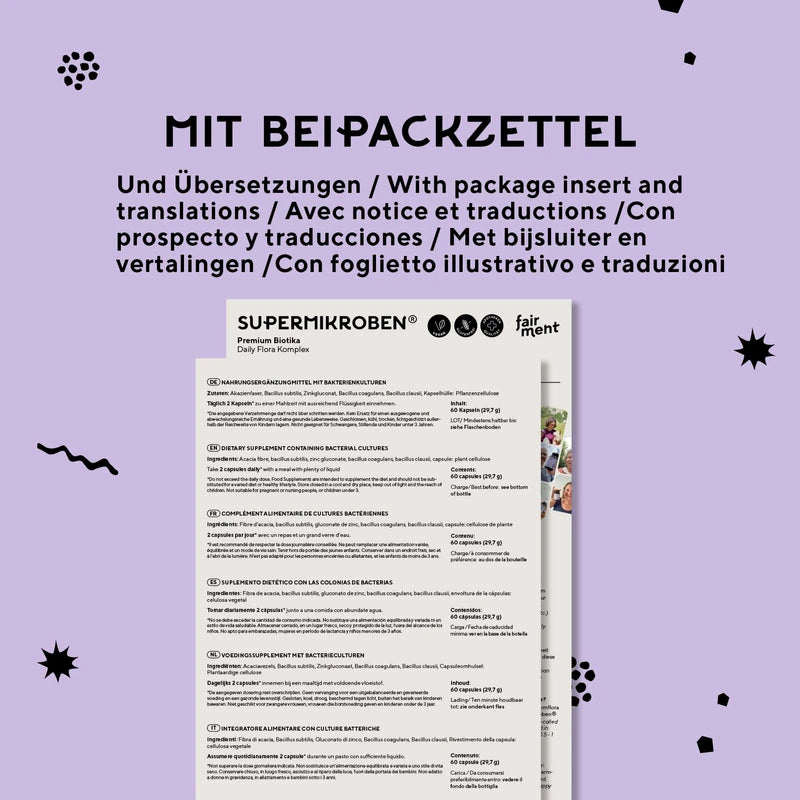 fairment SuperMikroben® - 60 Capsules per Glass | Vegan | + with Acacia Fibres and Zinc | Easy to Use | 1 x Glass