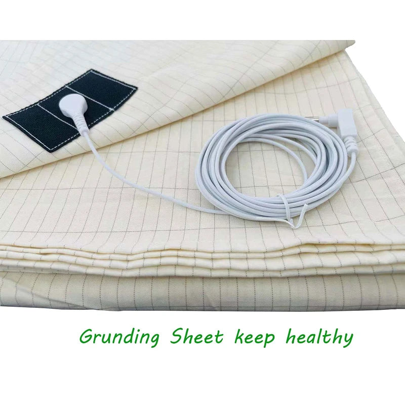 Grounding Sheet Queen 5% Silver Fiber with Grounding Cord Organic for Better Sleep Native Health (60x80 Inch)