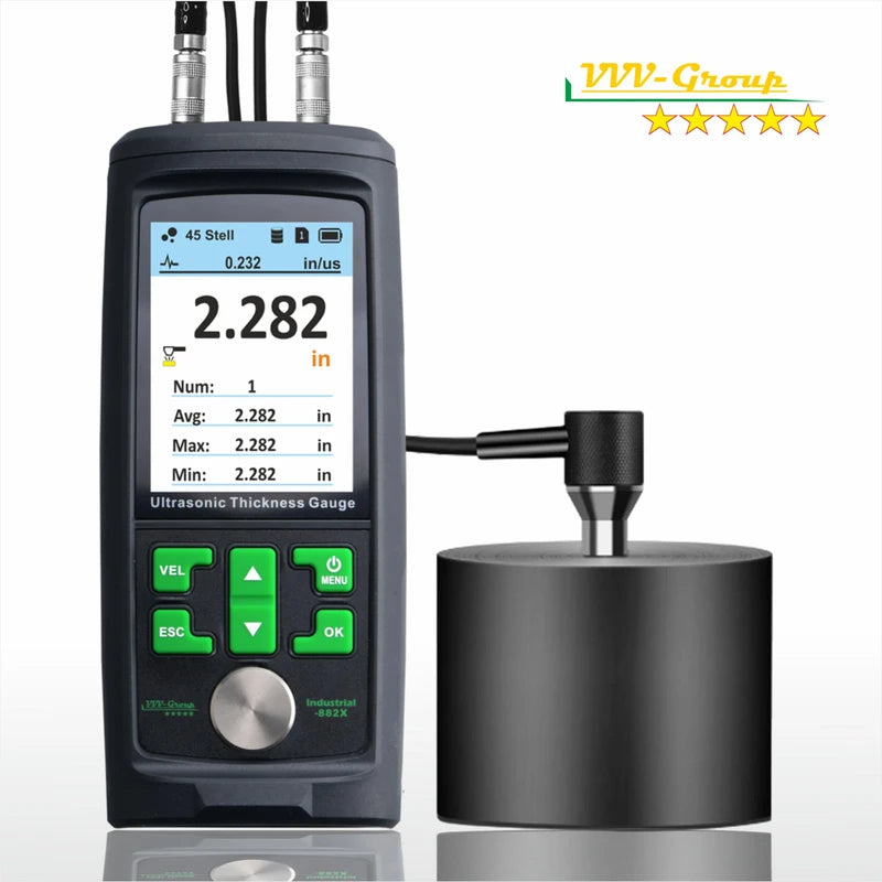 Ultrasonic Thickness Gauge Industrial-882X / Steel, Metals, Plastic, Glass, PVC, Pipes Thickness Gauge Meter – Range 0.039 to 11.811 inch (1-300mm) | Color LCD (All Material)