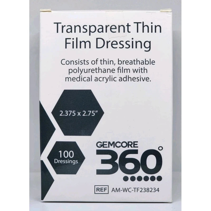 GEMCORE 360 Transparent Thin Film Dressing 2.375" x 2.75" , 100 Count New 6/9/25
