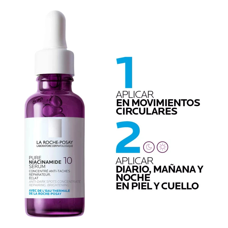 La Roche Posay Pure Niacinamide 10 Serum Facial Anti manchas Despigmentante con Niacinamida para todo tipo de piel incluso piel sensible 30 ml