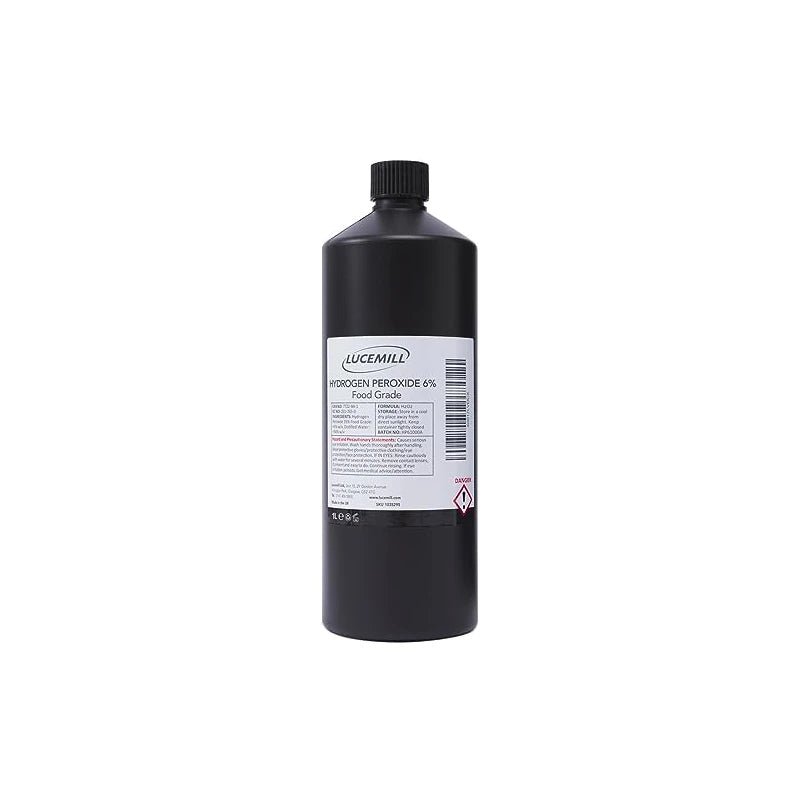Lucemill 1000ml Hydrogen Peroxide 6% Pure Food Grade, Unstabilized and Additive Free