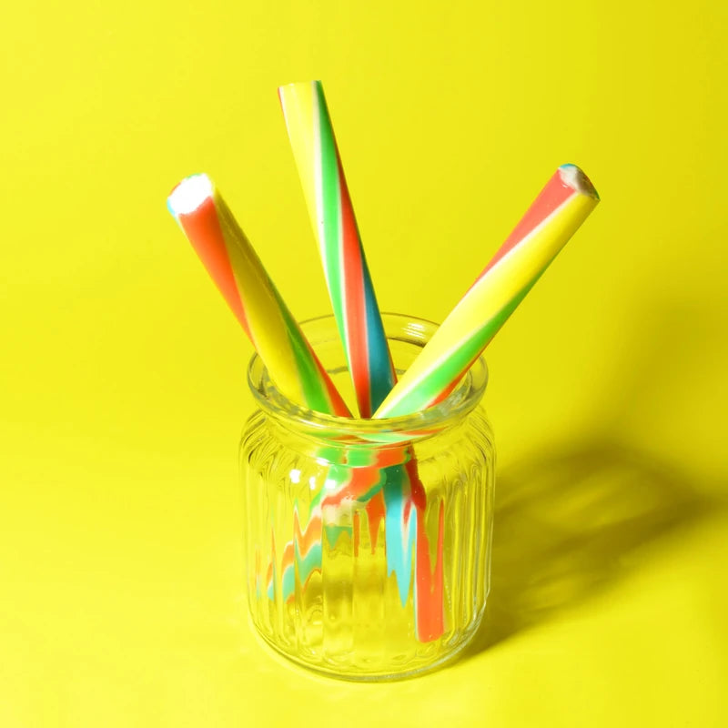 Traditional Handmade Rock Candy Sticks/Stick of Rock - Blackpool Rock and Seaside Rock sweets- Rainbow Fruit Flavour, 10 Sticks