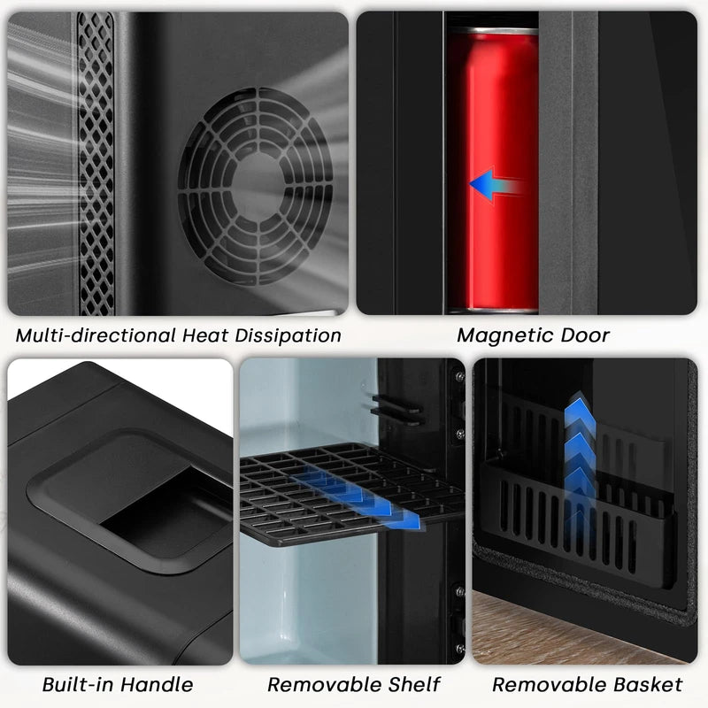 Enventor Mini Refrigerator Skincare Fridge 4L Portable AC+DC Power Cooler & Warmer, for Bedroom, Car, Office, Skincare, Makeup, Cosmetics (Black)