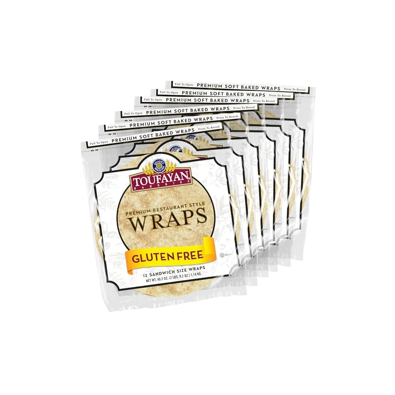Toufayan Gluten Free Tortilla Wraps (Wholesale/Foodservice) | Premium Restaurant Style | 12" Diameter (6 Pack, 72 Wraps Total)