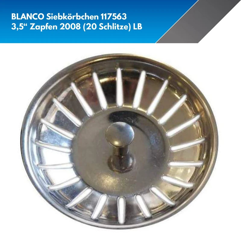 Blanco Strainer Basket 3.5 Inch with Pins 20 Slits Black