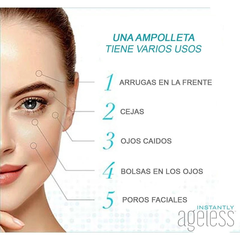 Instantly Ageless 10 Ampolletas. Antiarrugas Instantaneo y Antiojeras.