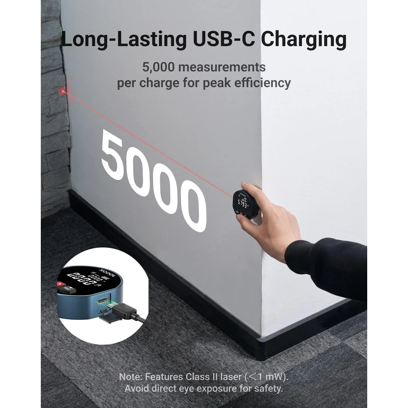 XCOOL 2-in-1 Rolling Digital Tape Measure with Laser, 98-ft Laser Tape Measure & 328-ft Rolling Tape Measure with Digital Readout and Magnetic Back Design,Small Tape Measure with Unit Switching