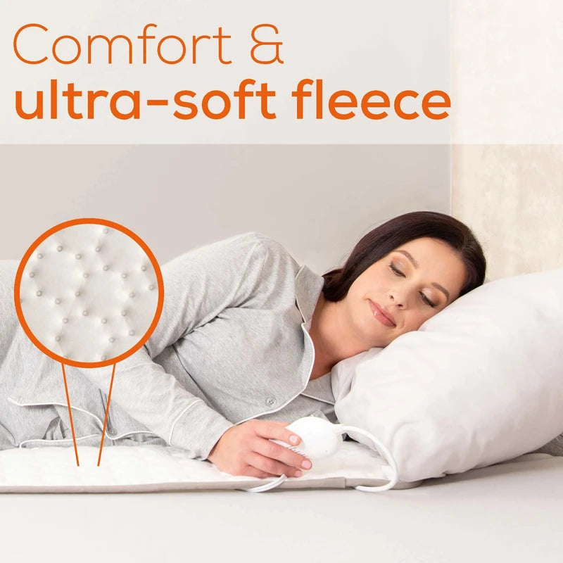 Beurer Beurer UWB55 Heated Underblanket | Electric Blanket with Super Soft Fleece - Personal Heating Pad Warmer with 8 Temperature Settings, Auto Shut-Off and Overheat Safety Features