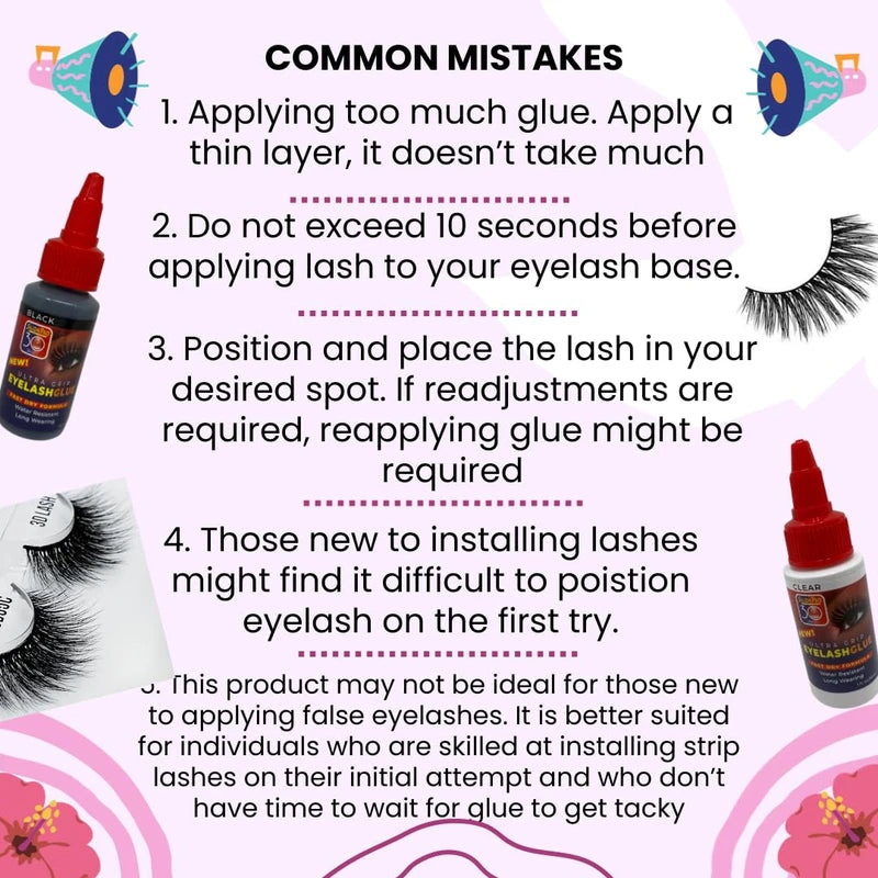 Eyelash Glue (2 Pack) 30 Second Lash Glue for Strip Lashes Soft Bond Daily Hold Low Irritation Low Fumes False Eyelash Extension Glue Rubbery Texture (2, Black, 1 fl. oz. ea.)