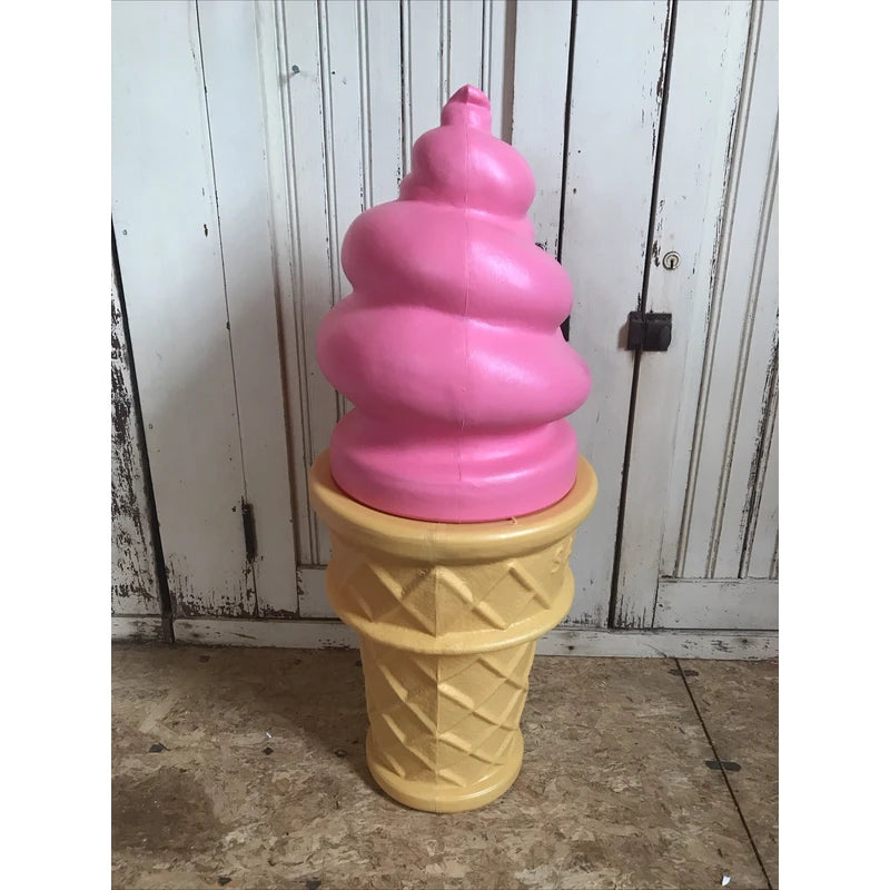 SAFE T CUP tm Blow Mold Giant Plastic Ice Cream Cone Strawberry Swirl Safe T Cup Display 26”