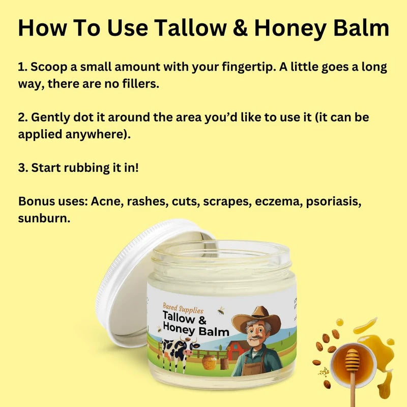 Based Supplies Tallow & Honey Balm Moisturizer MAKE SURE SELLER is "Based Supplies" under sold by