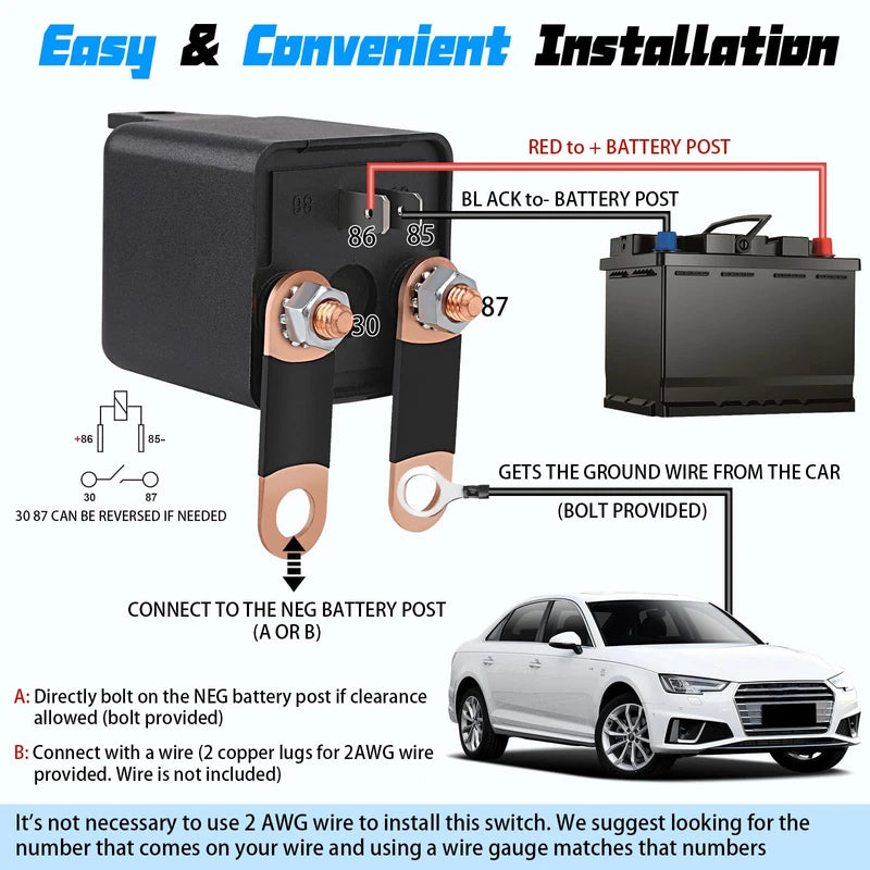 3rd Generation 200A Remote Battery Disconnect Switch DC12V Battery Cut Off Switch Heavy Duty Car Battery Kill Switch for RV Truck Wireless Anti-Theft Prevent Battery Drain(1000A Starting Current)