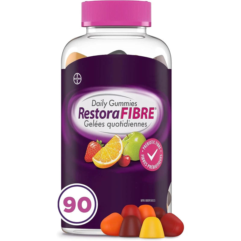 RestoraFIBRE Daily Prebiotic Fibre Gummies - Supplements For Men And Women, Naturally Sourced Inulin, Promotes Regularity And supports Healthy Digestive system, Gentle Constipation Relief For Adults, 90 Count