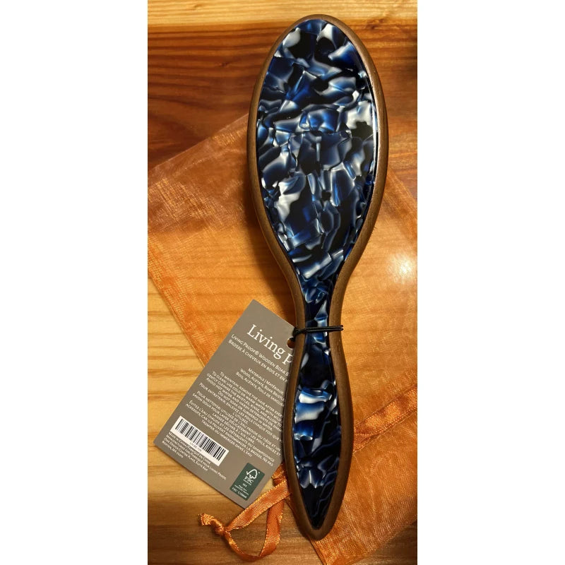 Living Proof Smooth Wooden Boar Bristle Hair Brush Standard Size Blue/Brown New