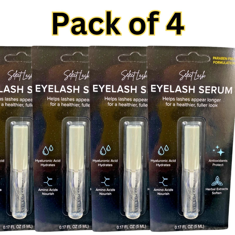 Select Lash Eyelash Serum – 0.17 fl oz Each – Paraben-Free Formula – 4pk