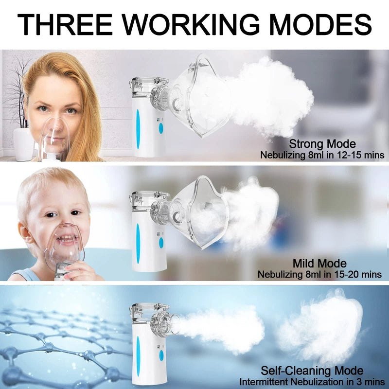 Portable Nebulizer - Nebulizers, Rechargeable Nebulizer Machine for Adults and Kids, Ultrasonic Nebulizer with Two Modes & Self-Cleaning Function for Breathing Problems, FSA and HSA Eligible