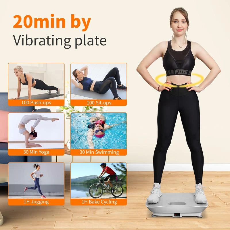 ZenActive Vibration Plate Whole Body Exercise Stomach Vibrate and Relaxation Machine Lymphatic Detox Device With Smart Screen Low Noise Max Weight 300LB for Home Exercise Platform - Color: Grey