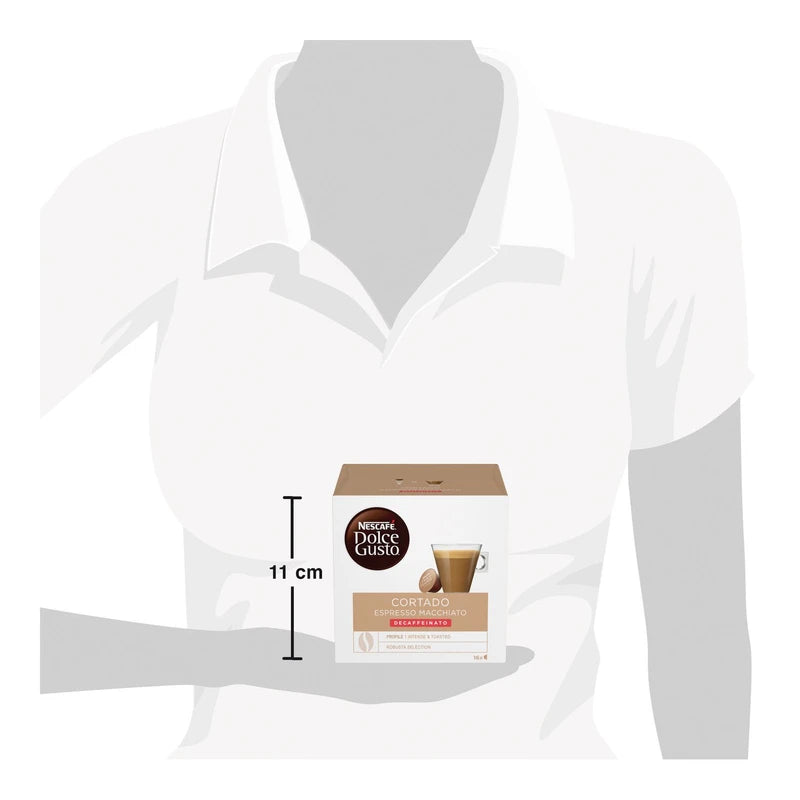 BOX OF NESCAFE DOLCE GUSTO CORTADO DECAF DECAFFEINATED COFFEE PODS