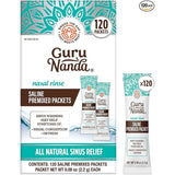 GuruNanda PreMixed Saline Packets for Nasal Rinse (120 Count), All Natural Sinus Rinse Packets to Help with Allergies & Congestion Relief, 0.08oz Each
