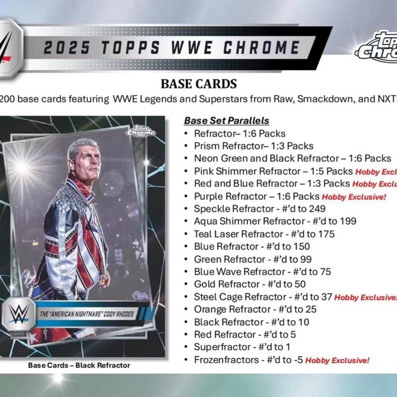 2 (TWO) PACKS- 2025 Topps Chrome WWE Wrestling Hobby Box - Specification: Default
