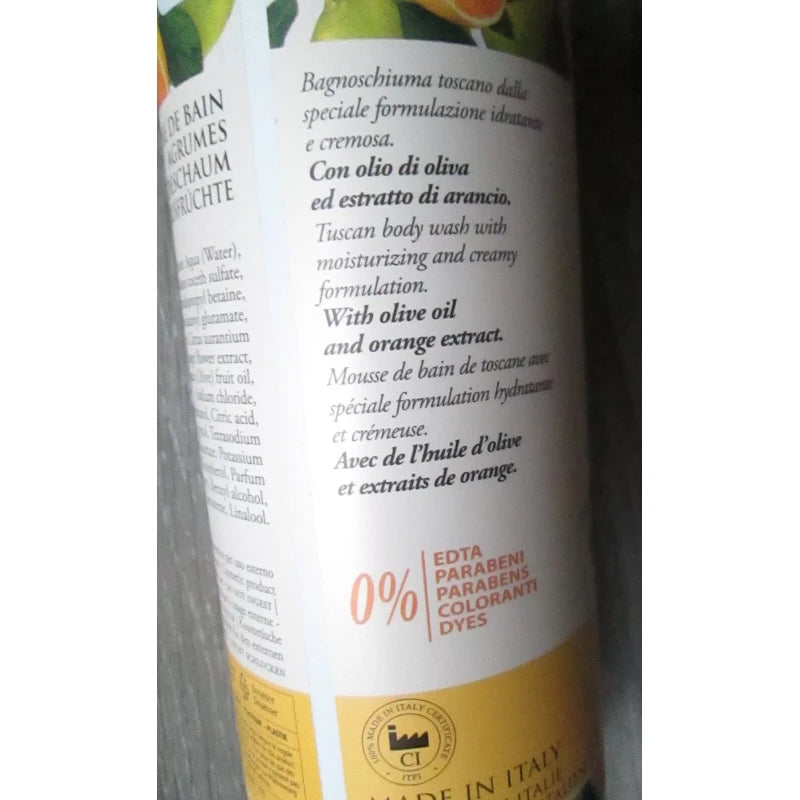 LA FLORENTINA BOBOLI CITRUS *BODY WASH* W/PUMP MADE IN ITALY 1000 ml 33.8 FL OZ