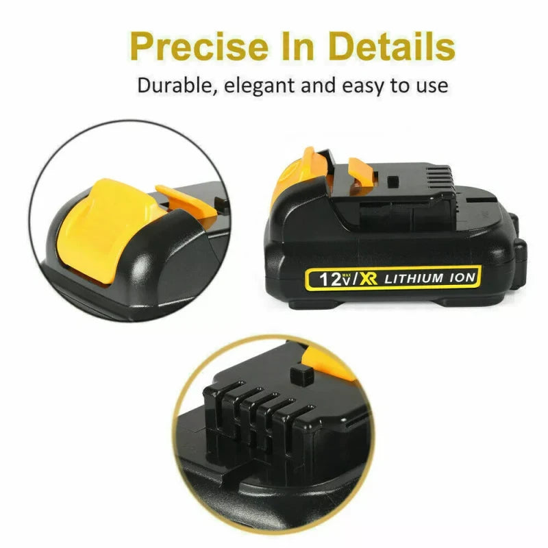 For DeWALT 2Pack 12v 3.0Ah 12 Volt XR Max Lithium Battery For Dewalt DCB127-2 DCB120 DCB121