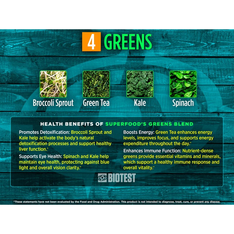 Biotest Biotest Superfood Powder Blend of 18 Whole Food Berries, Fruits, and Vegetables - Healthy Polyphenols, Antioxidants, Vitamins, Minerals - 60 Day Supply - 150 g