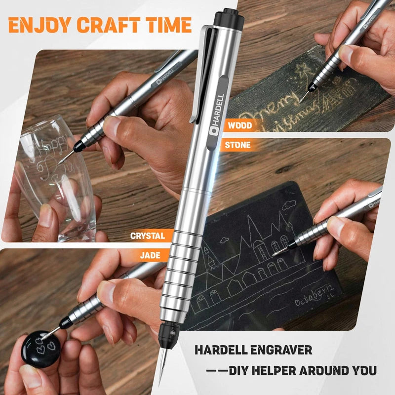HARDELL Electric Engraving Pen, HARDELL Engraver Tool 37000RPM, USB Cordless Engraving Machine for Artists&DIYers, Portable DIY Rotary Engraver for Jewelry Wood Glass Stone Carving