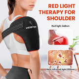 Viconor Red Light & Infrared LED Shoulder Wrap – Heated Comfort Pad with Adjustable Light & Heat Settings – USB & Plug-In, Left or Right Shoulder