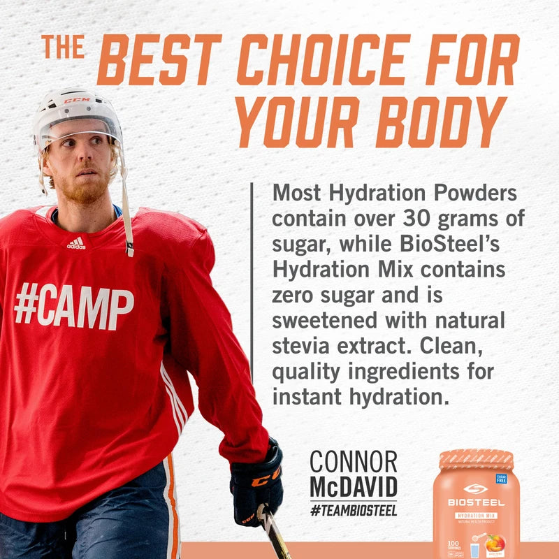 BioSteel Hydration Mix, Great Tasting Hydration with Zero Sugar, and No Artificial Flavours or Preservatives, Peach Mango Flavour, 100 Servings per Tub