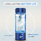 Hydrogen Water Bottle, Portable Hydrogen Water Ionizer Machine, Hydrogen Water Generator, Rechargeable Hydrogen Rich Water Glass Health Cup for Home Travel (Blue)