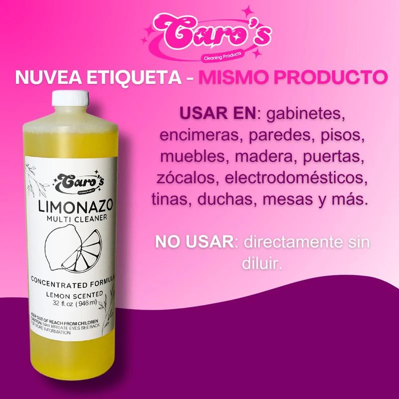 Caro's Pack de 32oz Limonazo, Removedor de Sarro, Desgrasa Degreaser, & Oven Cleaner Limpiador de Hornos Household