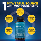 Viva Naturals Viva Naturals Antarctic Krill Oil Omega 3 Supplements 1250 mg - DHA EPA Omega-3 & Astaxanthin Concentration for Joint Health, No Fish Burp - 60 Omega 3 Krill Oil Capsules