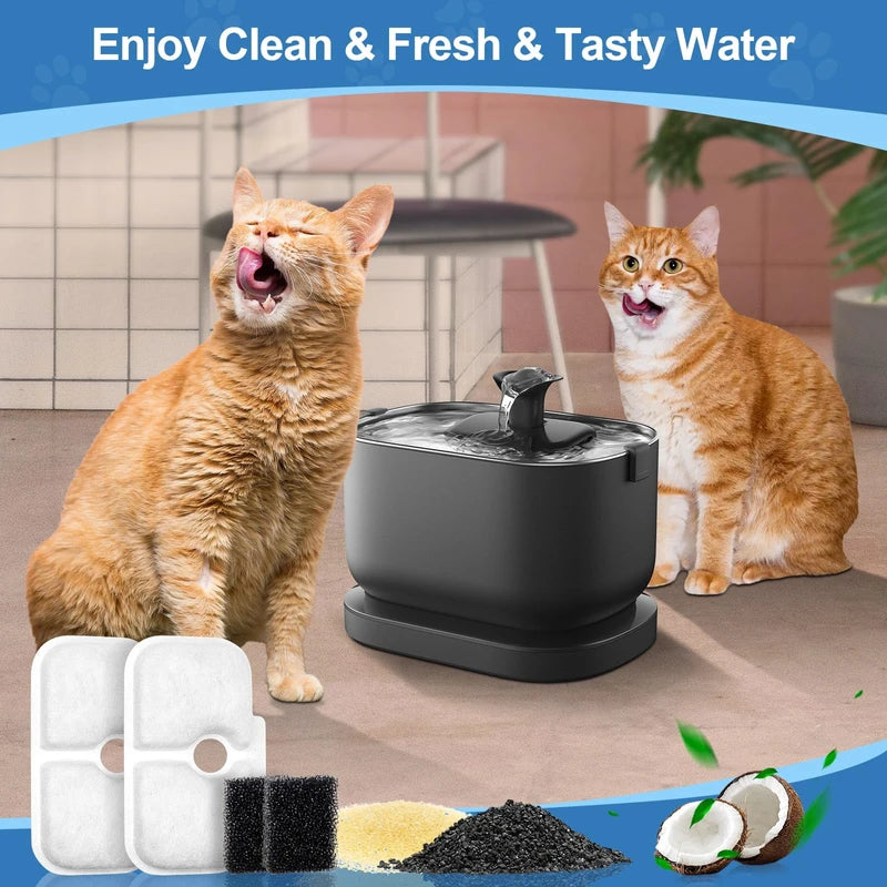 24 Pcs Replacement Filters for Dockstream Cat Water Fountain PLWF105/PLWF115/PLWF005, 12 Pack Pet Water Fountain Filters with 12 Pack Pre-Filter Sponges