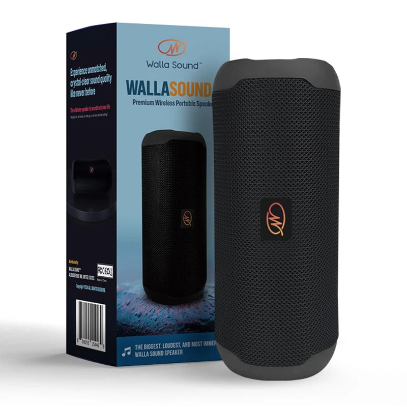 WallaSound Bluetooth Speaker & FM Radio - IPX5 Waterproof Portable Wireless Speaker with BT 5.1, Stereo Sound, Micro SD Card MP3 Player, TWS Pairing & Built-in Mic for Home, Outdoors, Travel