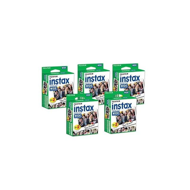 Fujifilm Instax Wide Film for Fuji Instant Film Camera, 5 Pack Twin Pack of Instax Films(total 100 Sheets)