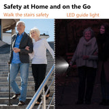 KAKICLAY Folding Walking Cane with LED Light for Men & Women, Foldable Lightweight Heavy Duty Aluminum Walking Stick for Seniors & Adults (Black)