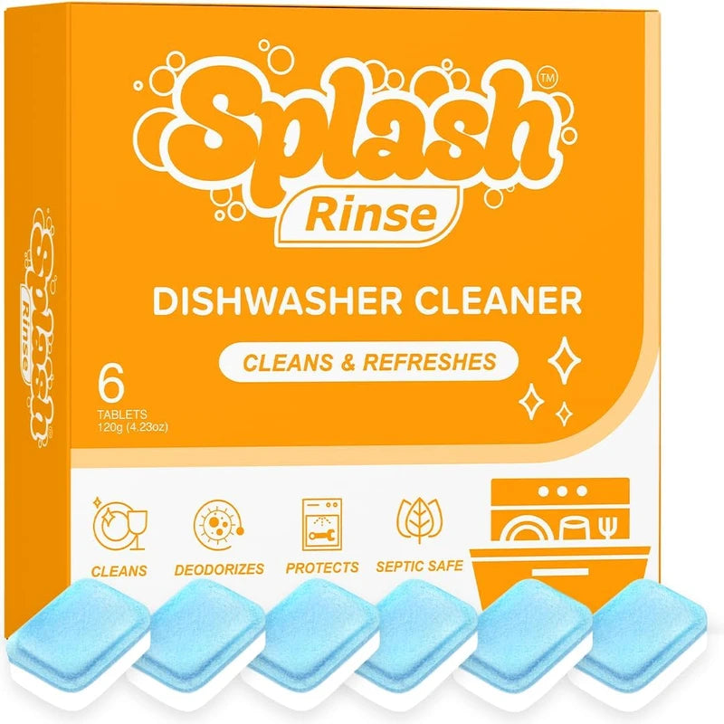 Generic Splash Rinse Dishwasher Cleaner Tablets - Deep Cleaning For All Dishwasher Machine Models, 1 Count (Pack of 6)