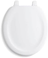 KOHLER 4648-0 Stonewood Toilet Seat Round, Round Wood Seat for Standard Toilets, Comes with Color-Matched Plastic Hinges, White