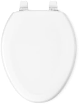 KOHLER K-4647-0 Stonewood Elongated Toilet Seat, Wooden Toilet Seat, White, Fits most elongated toilets, Includes color-matched plastic hinges