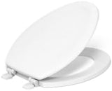 KOHLER K-4647-0 Stonewood Elongated Toilet Seat, Wooden Toilet Seat, White, Fits most elongated toilets, Includes color-matched plastic hinges