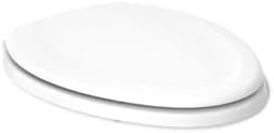 KOHLER K-4647-0 Stonewood Elongated Toilet Seat, Wooden Toilet Seat, White, Fits most elongated toilets, Includes color-matched plastic hinges