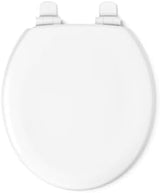 KOHLER Stonewood Quiet-Close Round Toilet Seat, Slow Close Design, Durable Wood, Easy Installation, Universal Fit, White Finish, K-20467-0