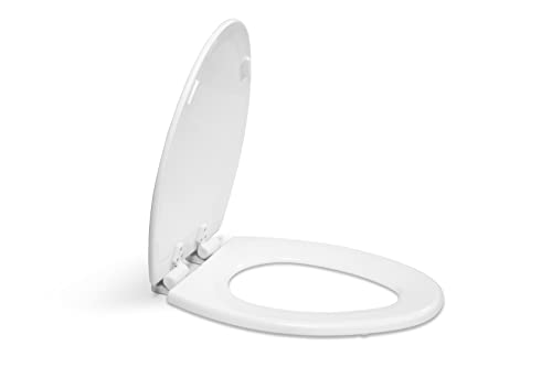 Centoco Elongated Toilet Seat Soft Close, Closed Front with Cover, Molded Wood, Made in the USA, 900SC-001, White