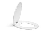 Centoco Elongated Toilet Seat Soft Close, Closed Front with Cover, Molded Wood, Made in the USA, 900SC-001, White
